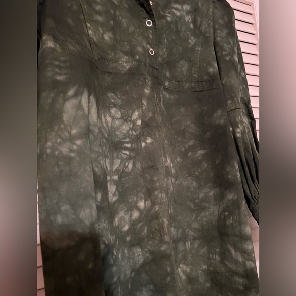 Something Navy long sleeve mini dress army tie dyed green - Picture 5 of 9